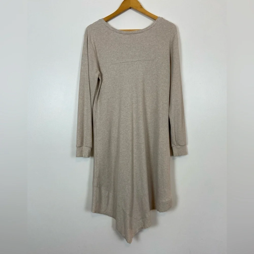 Sundance Thea Cream Asymmetrical Hem Long Sleeve Thermal Knit High Low Dress - Picture 8 of 13